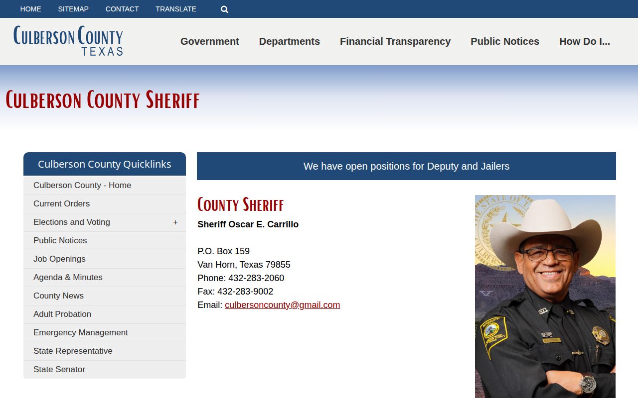 Culberson County Sheriff official contact page