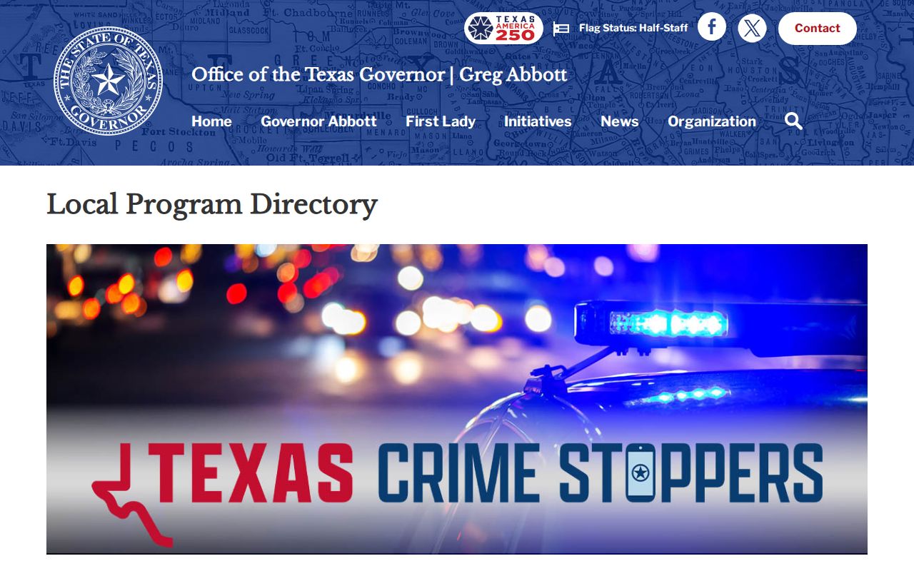 Texas Crime Stoppers directory page